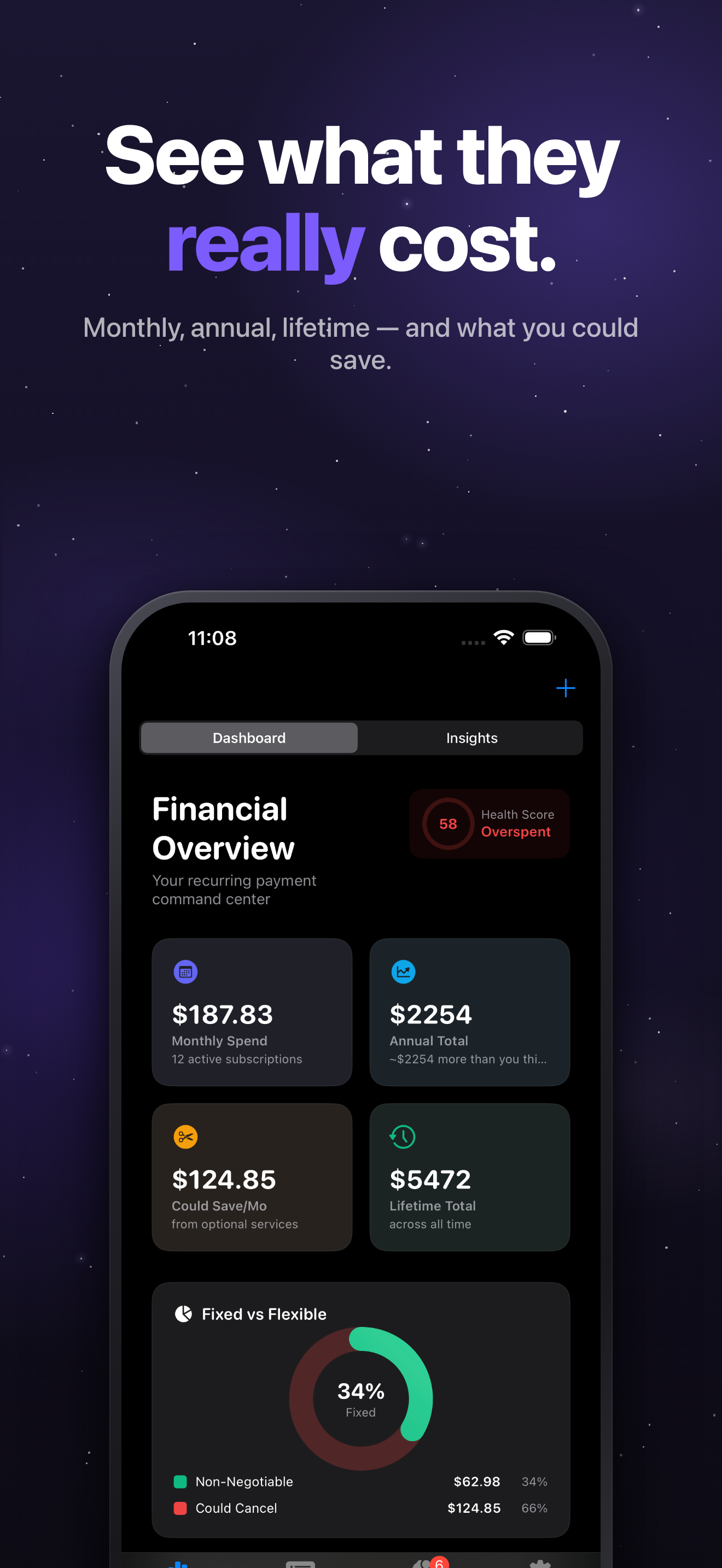 Outgo App Store screenshot: See what subscriptions really cost.
