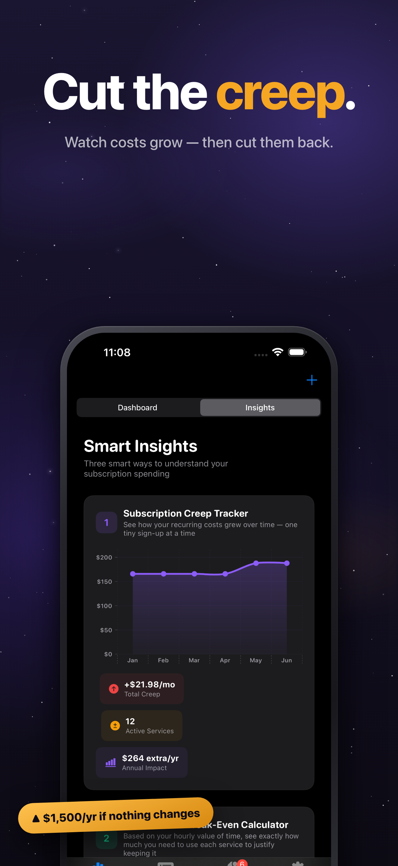 Outgo App Store screenshot: Cut subscription creep.